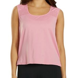 NWT Varley Nova Pink Mesh Detail Yoga Layering Tank Crop Top Women’s Size XS